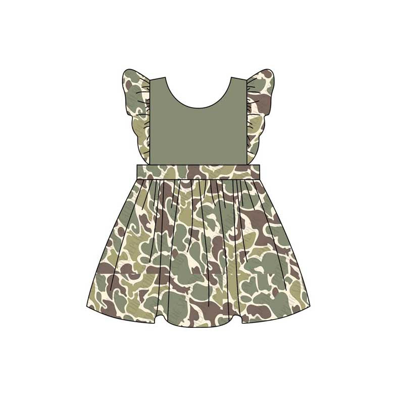 Presale GSD1534 Camouflage Army Green Fly Sleeve Dress 2024 10.29