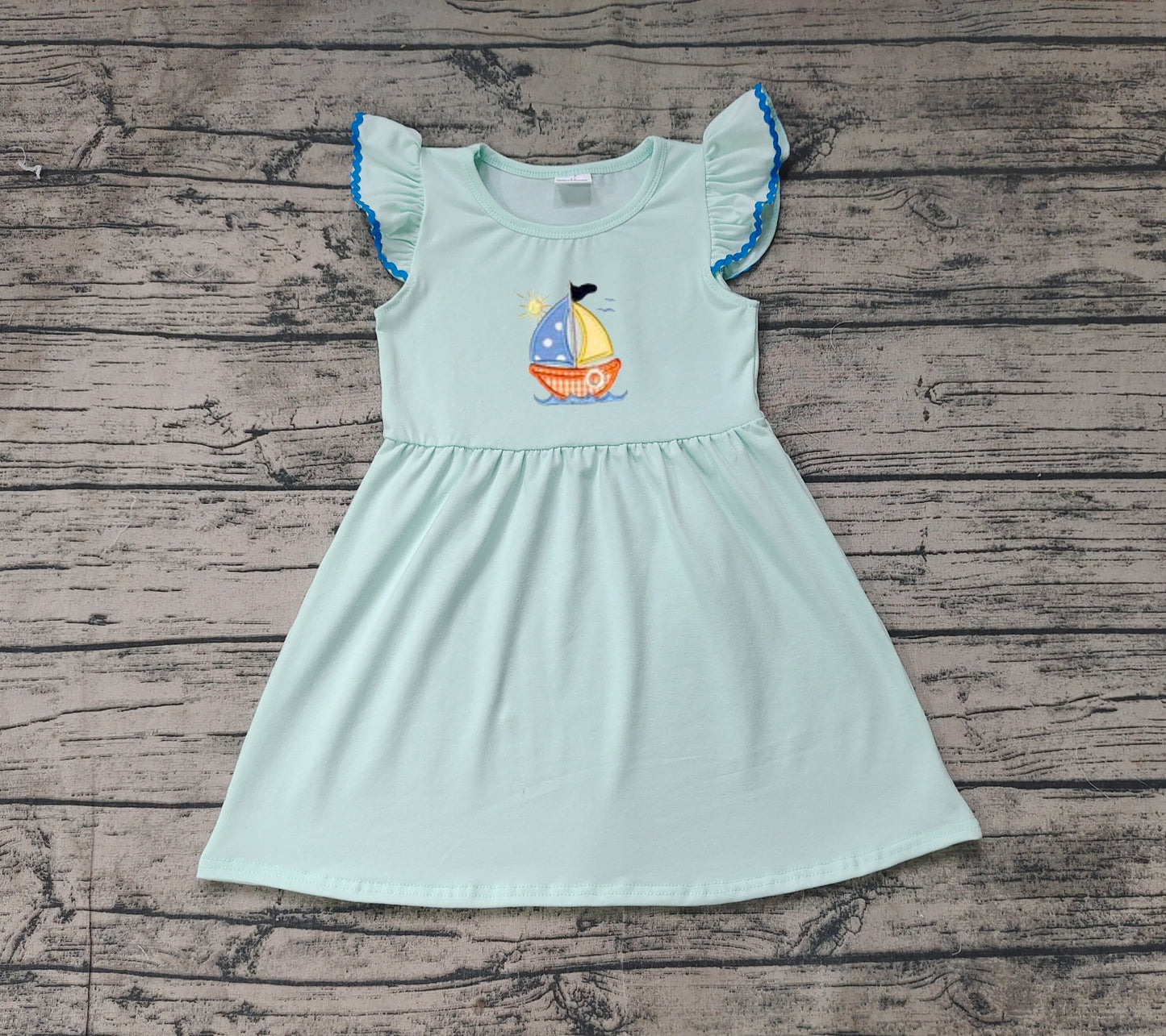 GSD1539 Sunsail Teal Fly Sleeve Dress