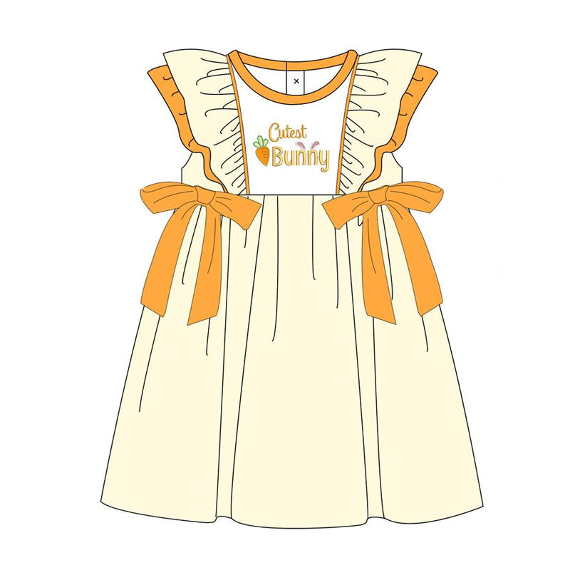 presale GSD1553 Carrot Lace Bow Beige Fly Sleeve Dress 2024 11.6