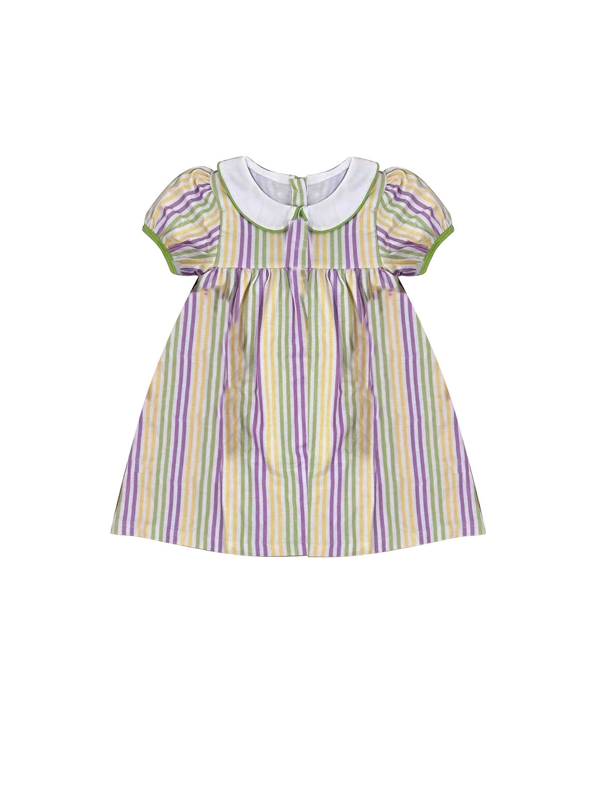GSD1571 Baby Girls Mardigras Stripes Collar Knee Length Dresses D 911