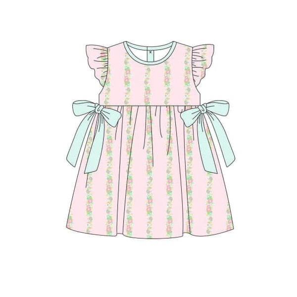 presale GSD1586 Pink floral striped bow dress with flying sleeves 2024 11.14