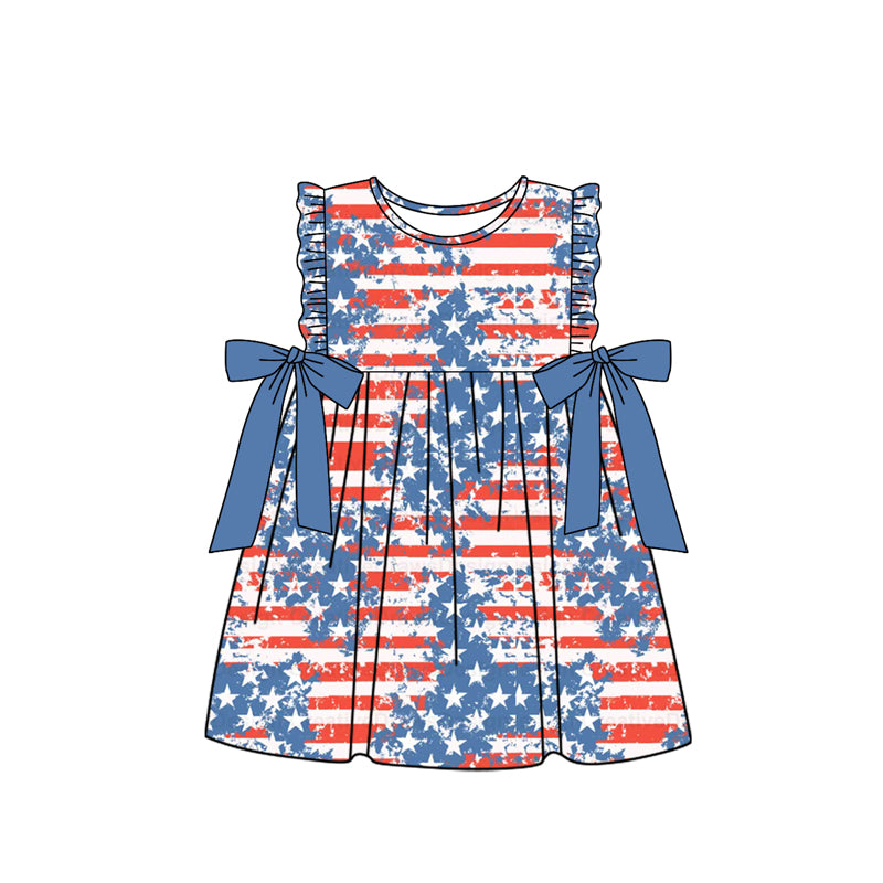 presale GSD1624 National Day Star Stripe Blue Bow Sleeveless Dress 2024 11.23