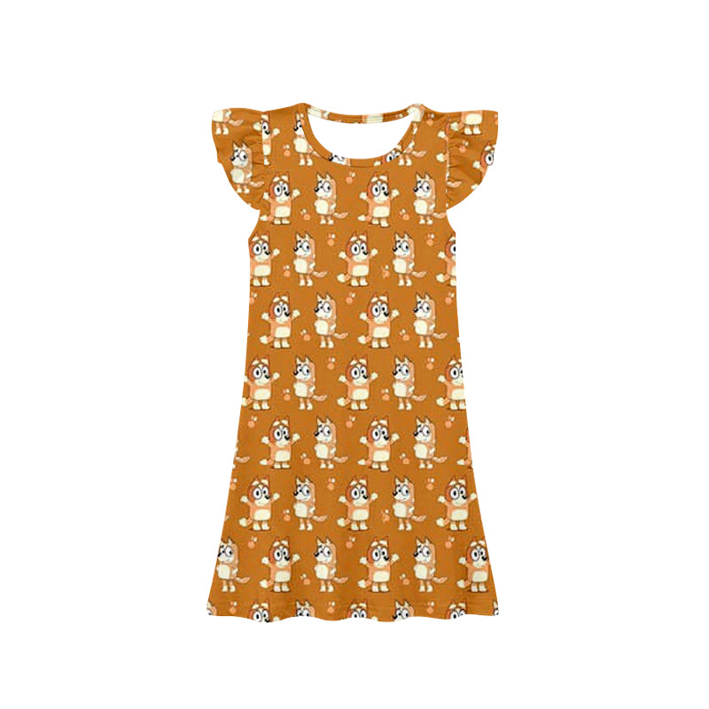 presale GSD1632 Yellow Brown Fly Sleeve Dress 2024 11.28