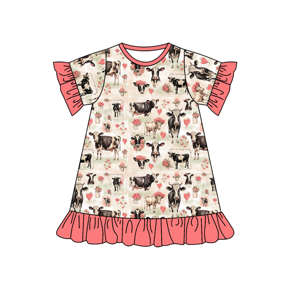 presale GSD1639 Heart Flower Cow Lace Short Sleeve Dress 2024 11.28