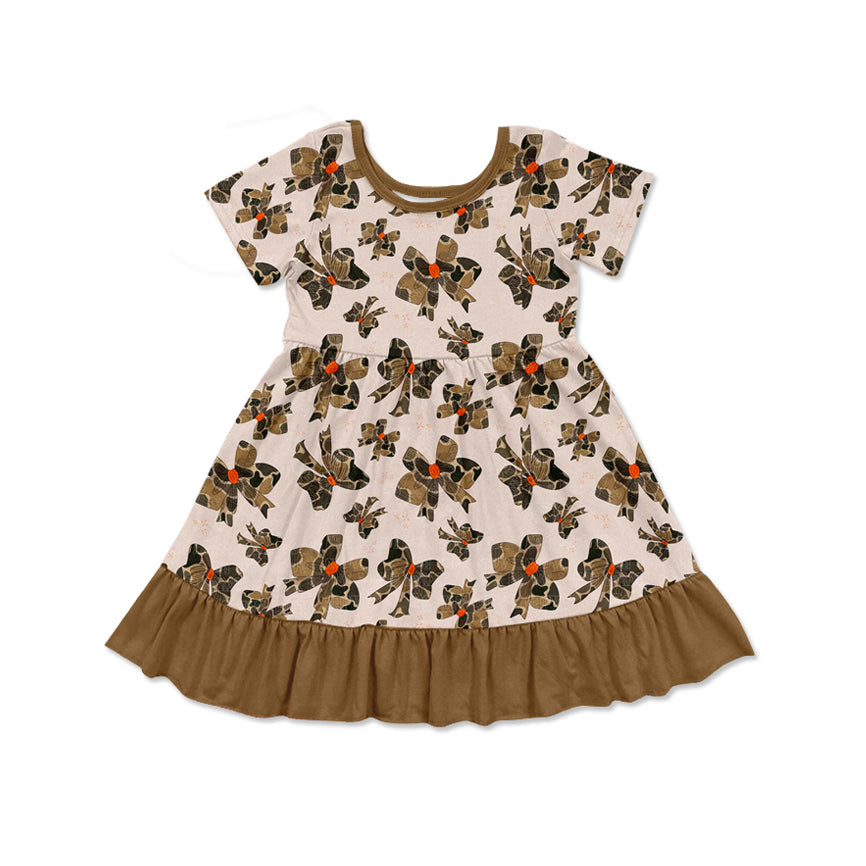 presale GSD1672 Brown lace short-sleeved dress with camouflage bow pattern 2024 12.6