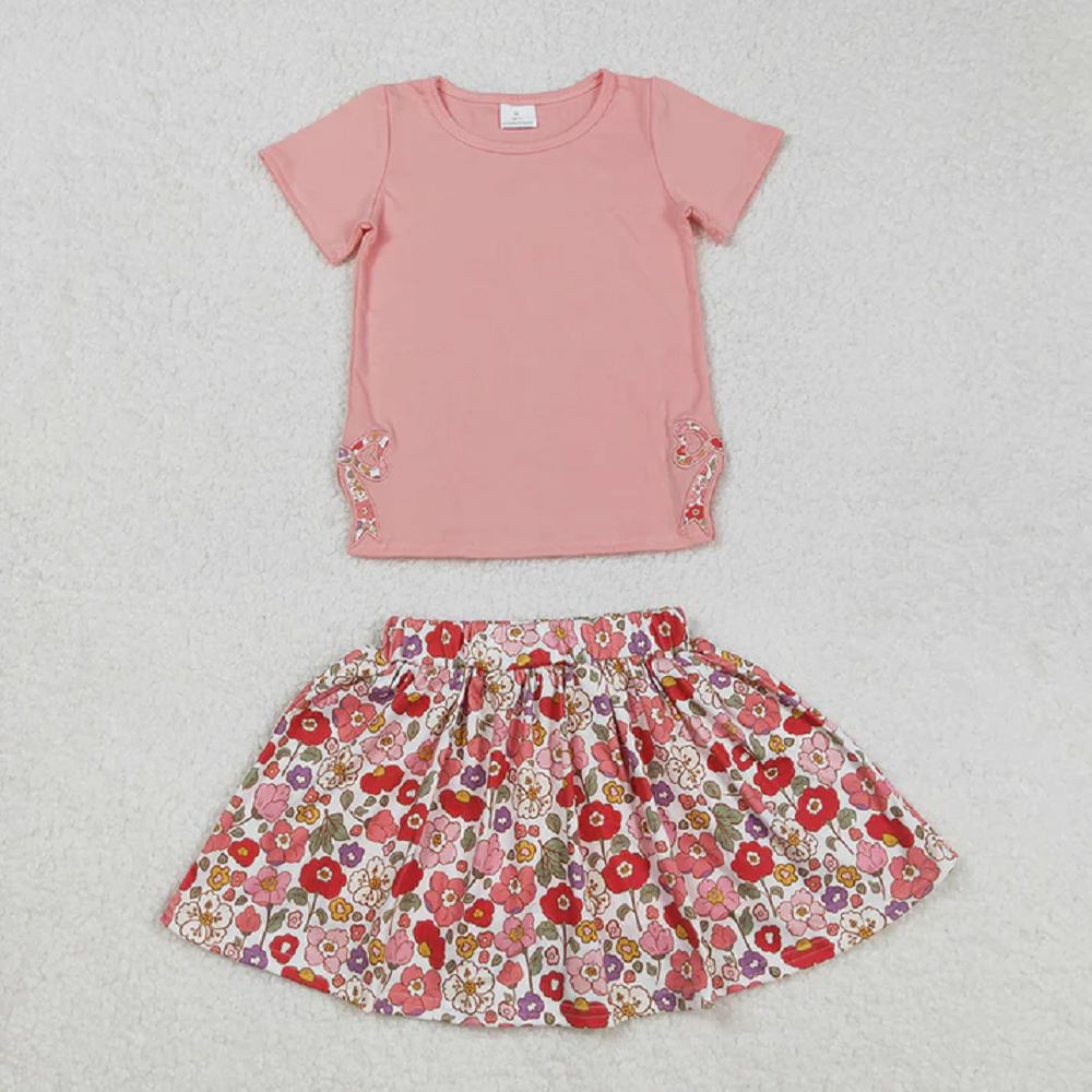 Match Baby Girls Coral Flowers Skort Clothes Sets D 3.3