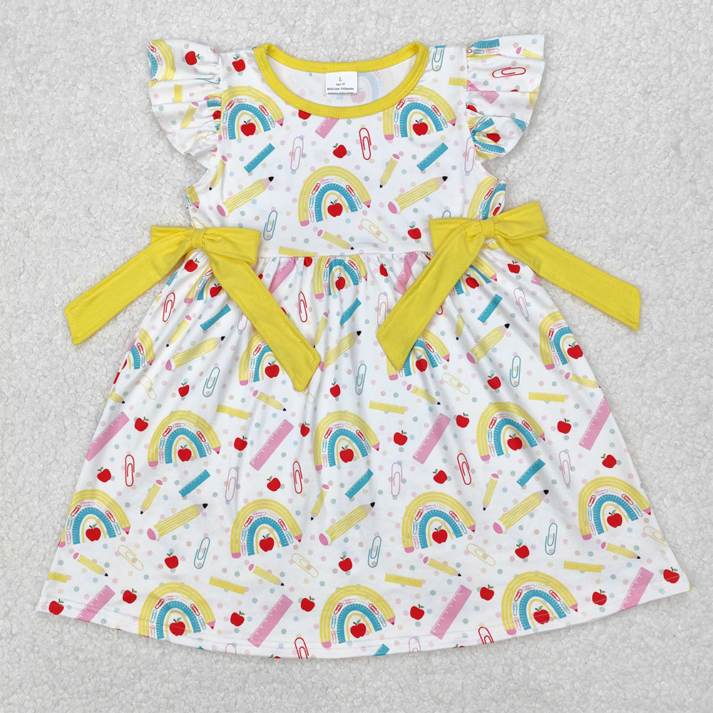 Match Baby Girls Rainbow Back To School Dresses Outfits Sets D 3.13