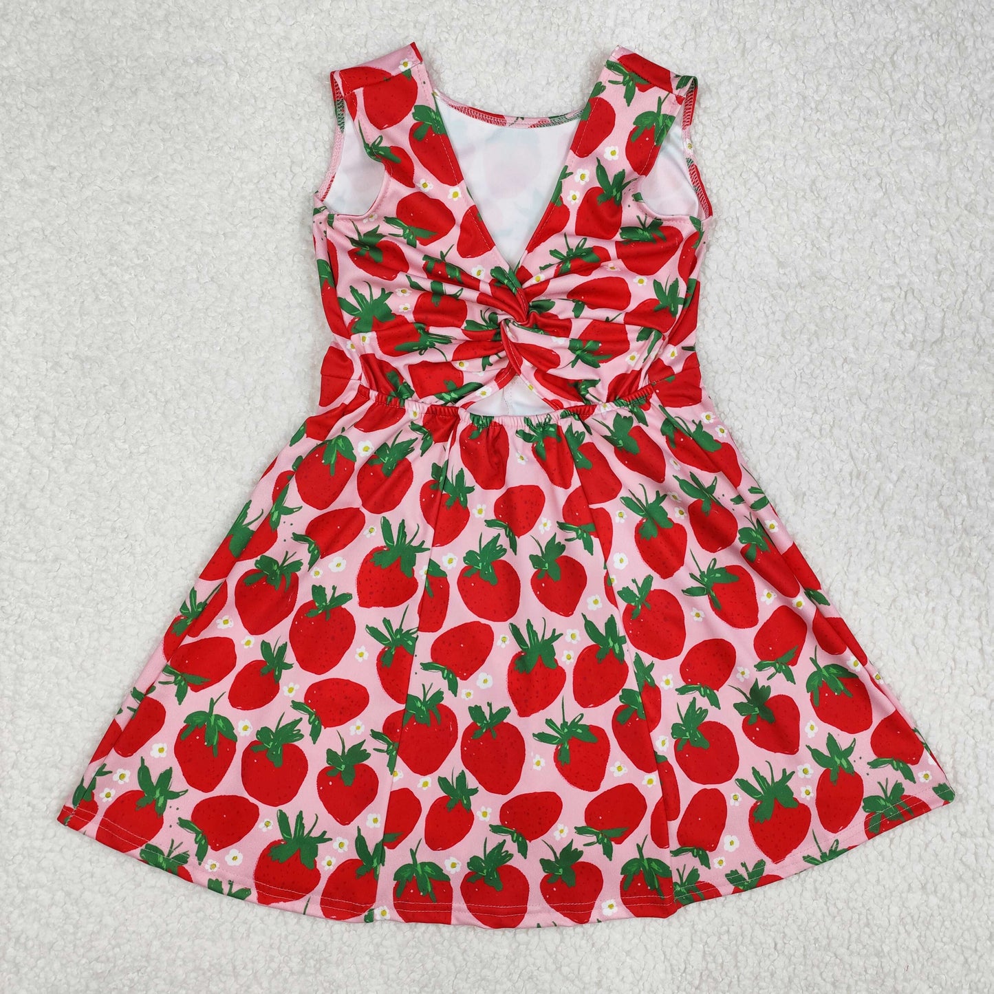 GSD1843 Baby Girls Red Strawberry Sleeveless Knee Length Dresses