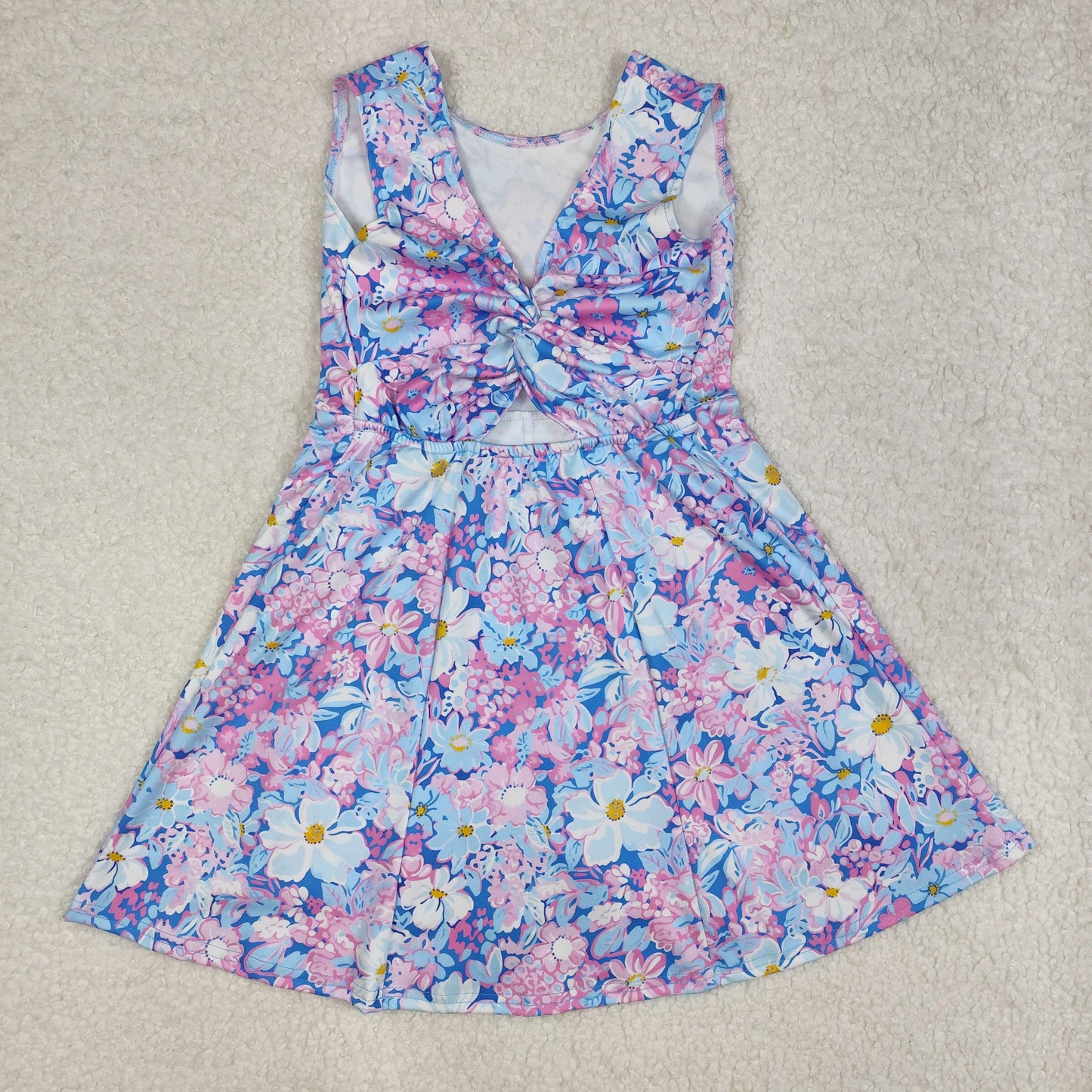 GSD1845 Baby Girls Purple Flowers Sleeveless Knee Length Dresses D 4.28