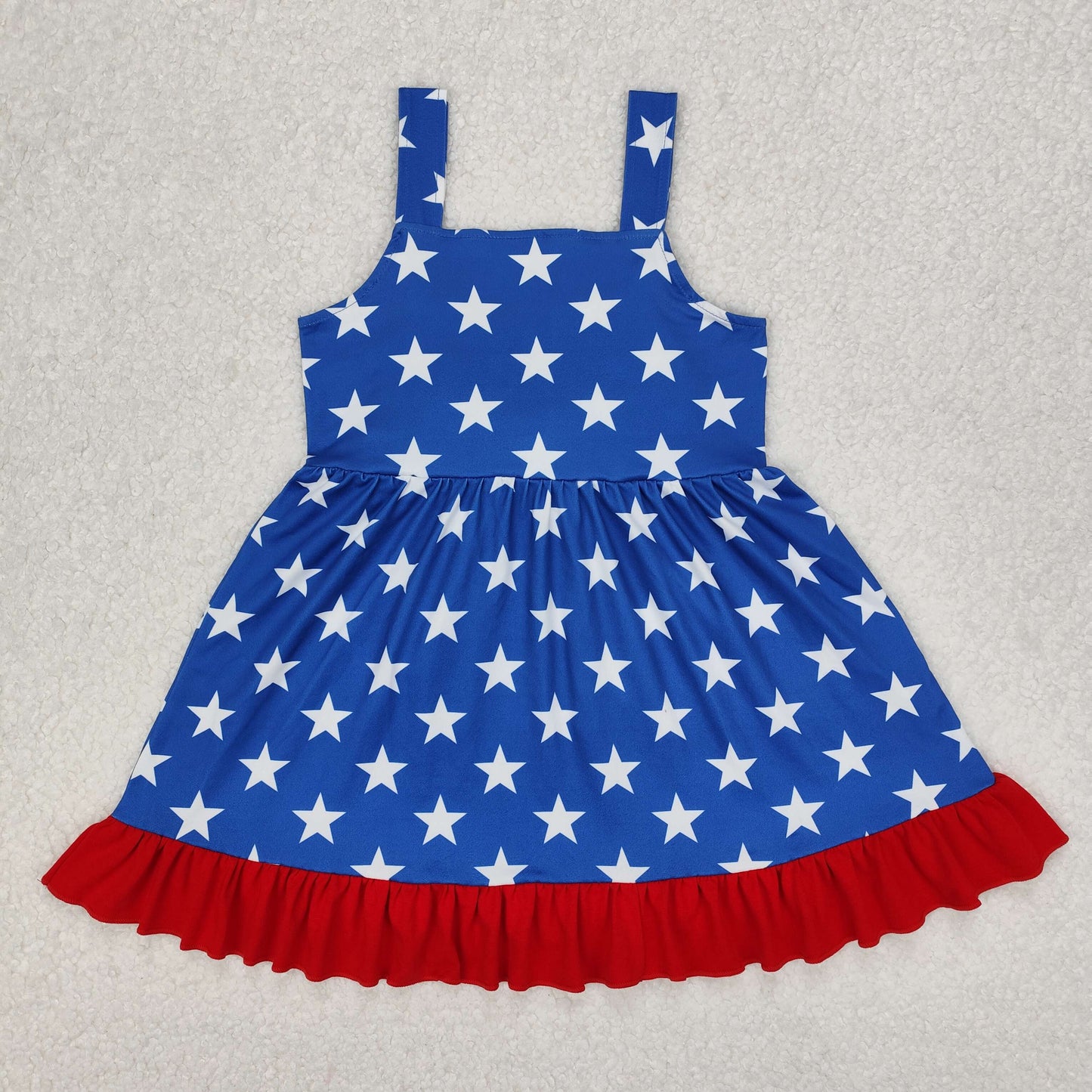 GSD1854 Baby Girls 4th Of July Stars Knee Length Bow Dresses D 3.6