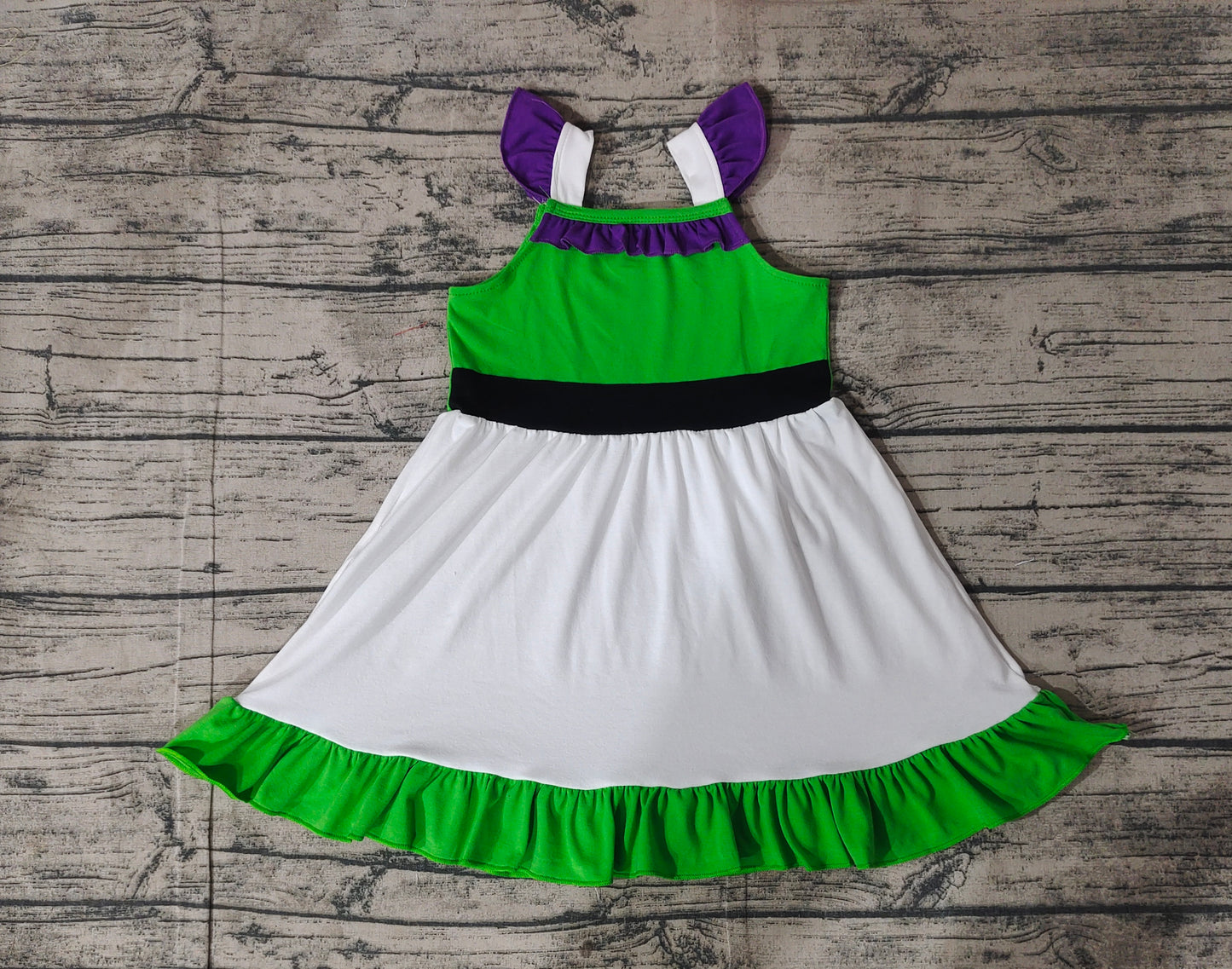 GSD1874 Baby Girls Green White Knee Length Dresses D 3.17