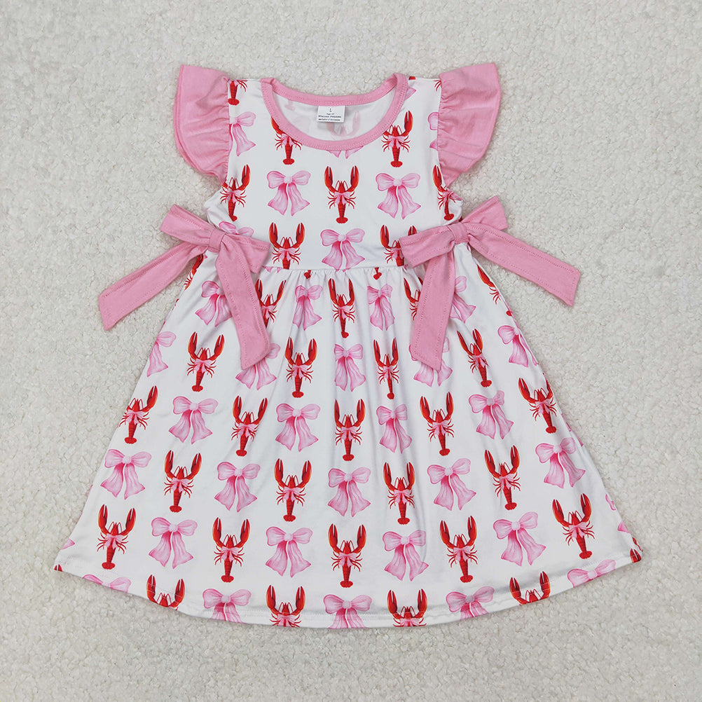 GSD1890 Baby Girls Pink Bows Crawfish Knee Length Dresses D 3.15