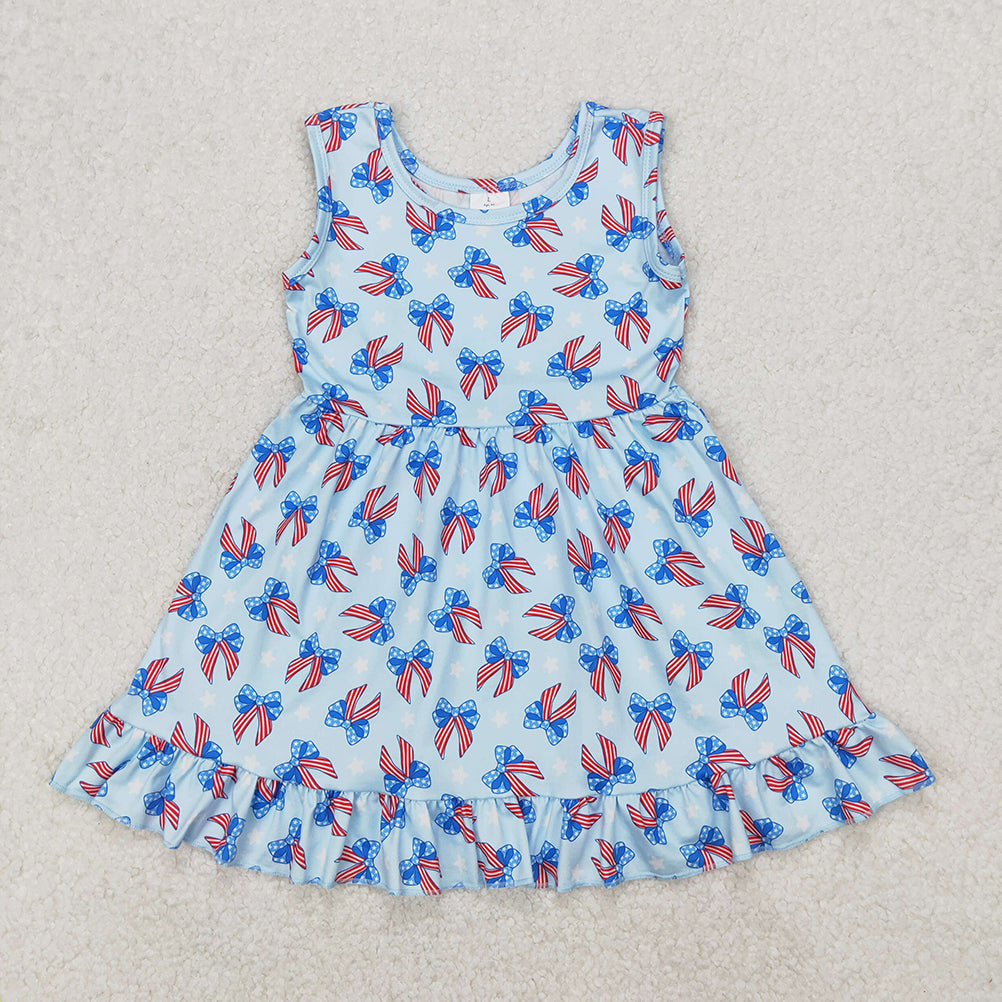 Match Baby Girls 4th Of July Bows Sleeveless Knee Length Dresses Romper D 3.15