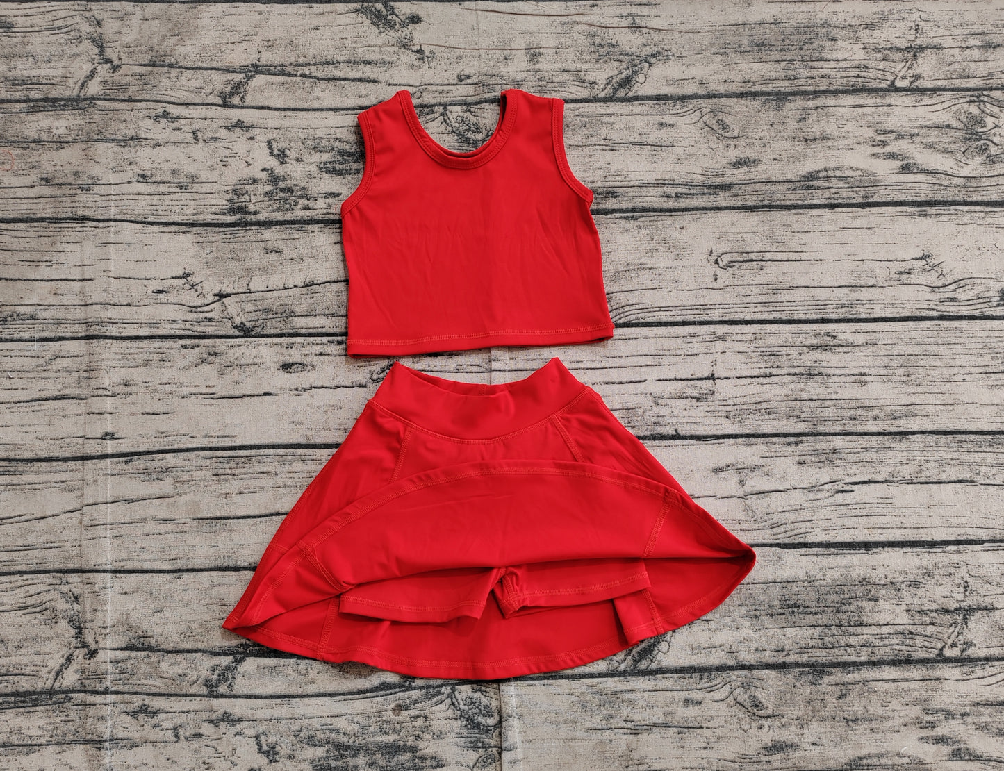 GSD1979 Baby Girls Red Vest Top Sports Skirts Clothes Yoga Sets D 3.31