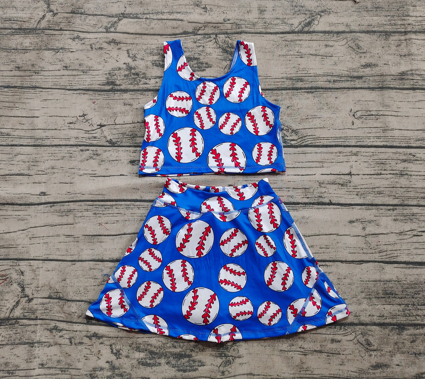 GSD2040 Baby Girls Blue Baseball Vest Top Sports Skorts Clothes Sets D 4.1