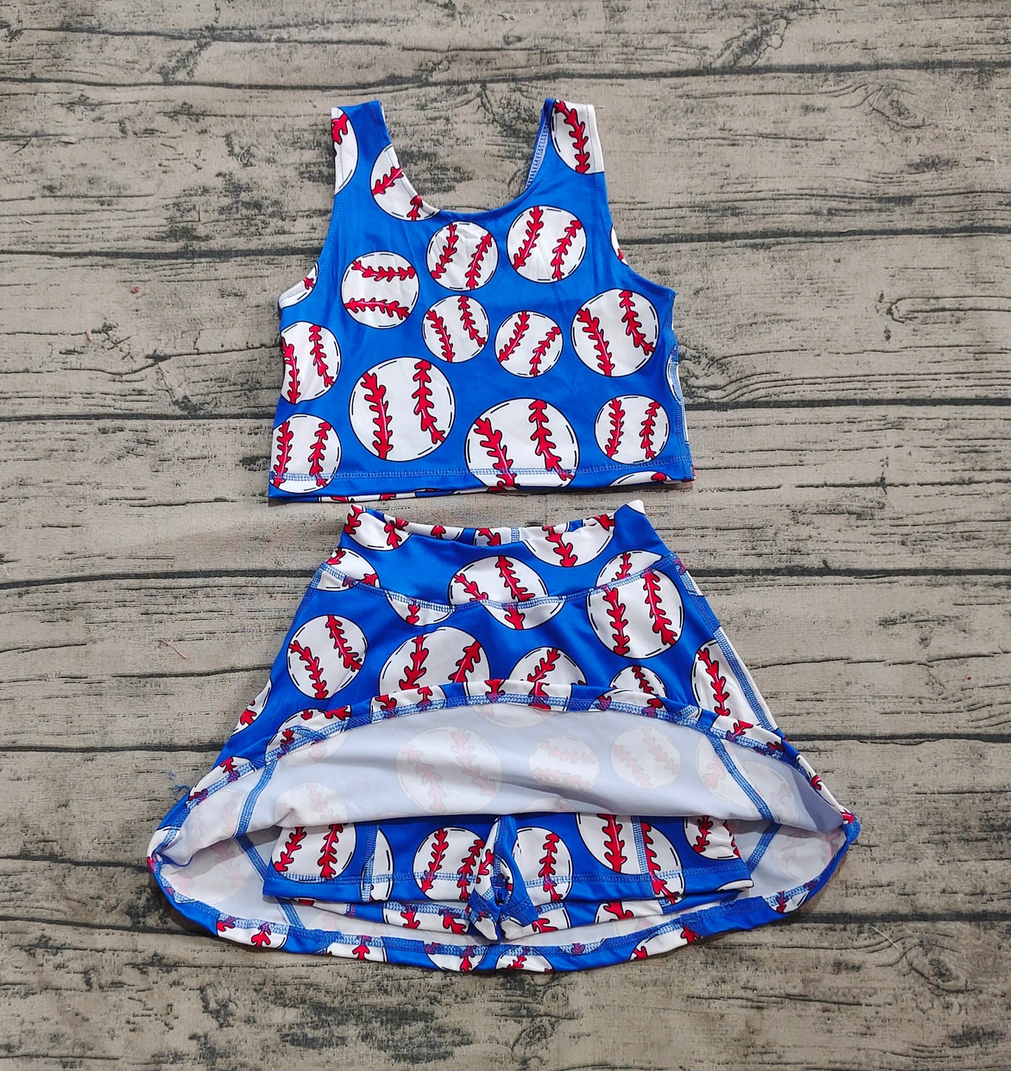 GSD2040 Baby Girls Blue Baseball Vest Top Sports Skorts Clothes Sets D 4.1