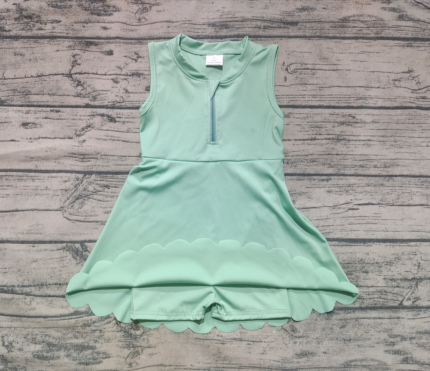 GSD2089 Baby Girls Light Green Yoga Zip Active Wear Skort Knee Length Dresses D 4.11