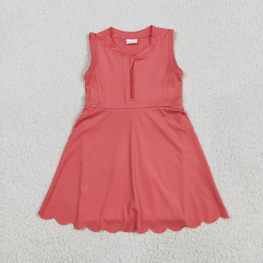 GSD2091 Peach sleeveless zipper kids girls athletic yoga dresses D 4.22