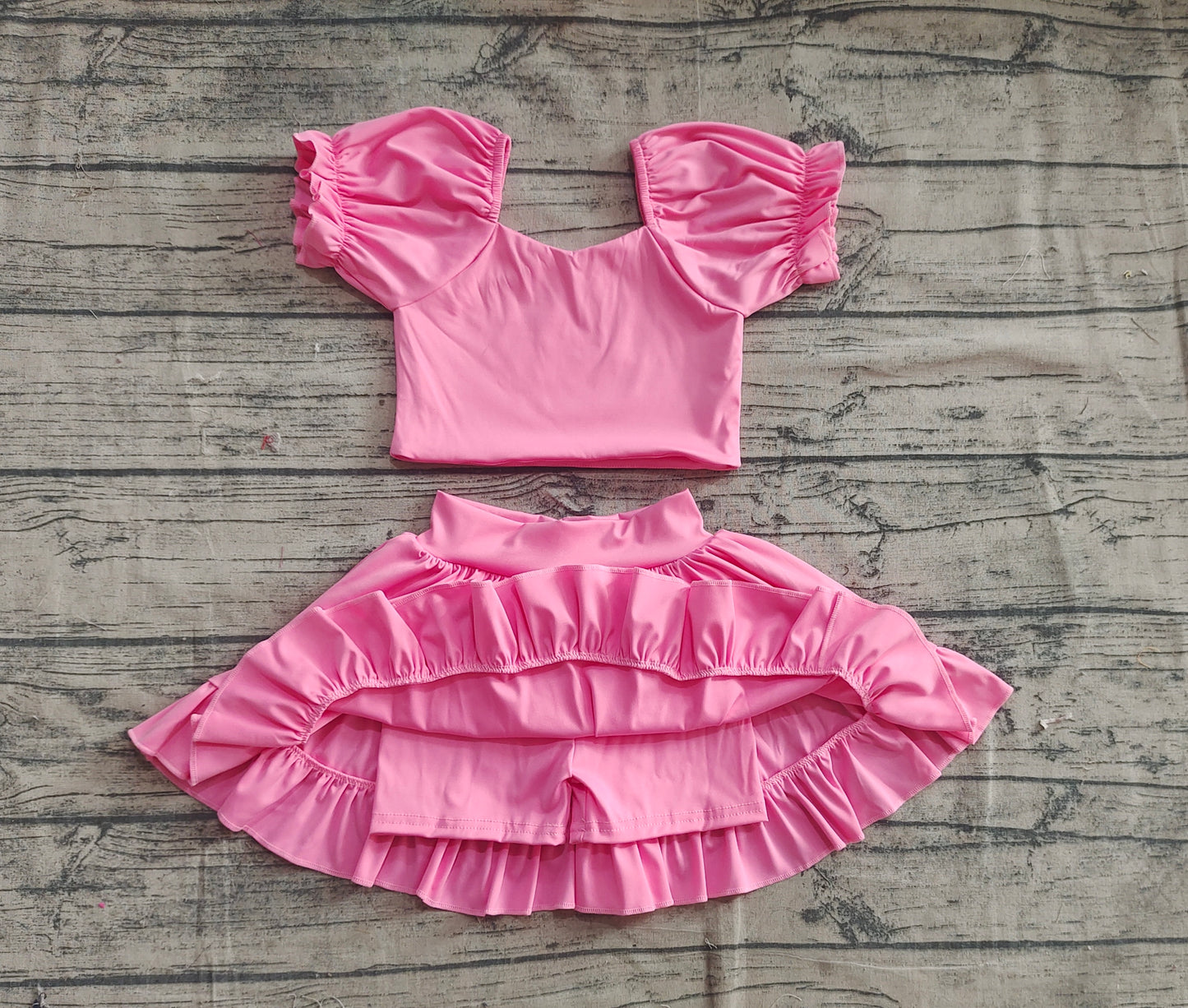 GSD2102 Baby Girls Pink Yoga Shirt Skirt Active Wear Clothes Sets D 4.9