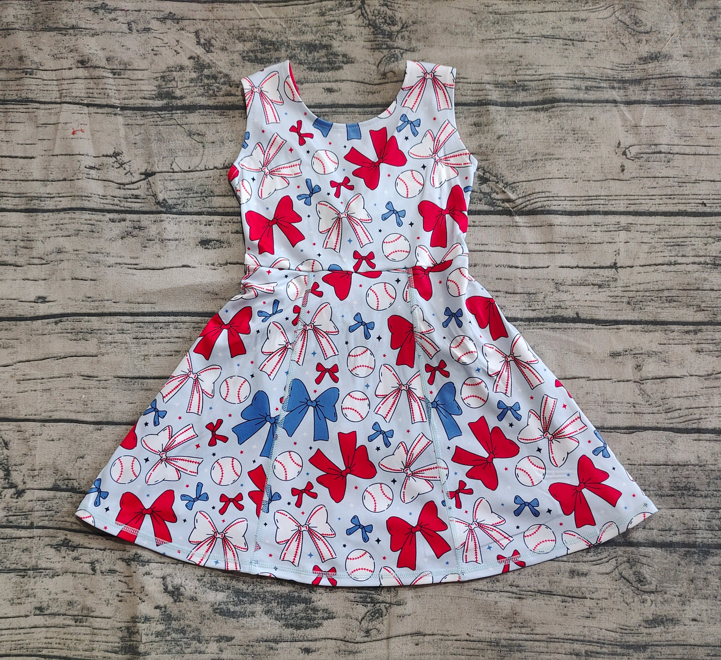 GSD2150 Baby Girls Baseball 4th Of July Yoga Active Wear Skort Knee Length Dresses D 4.10