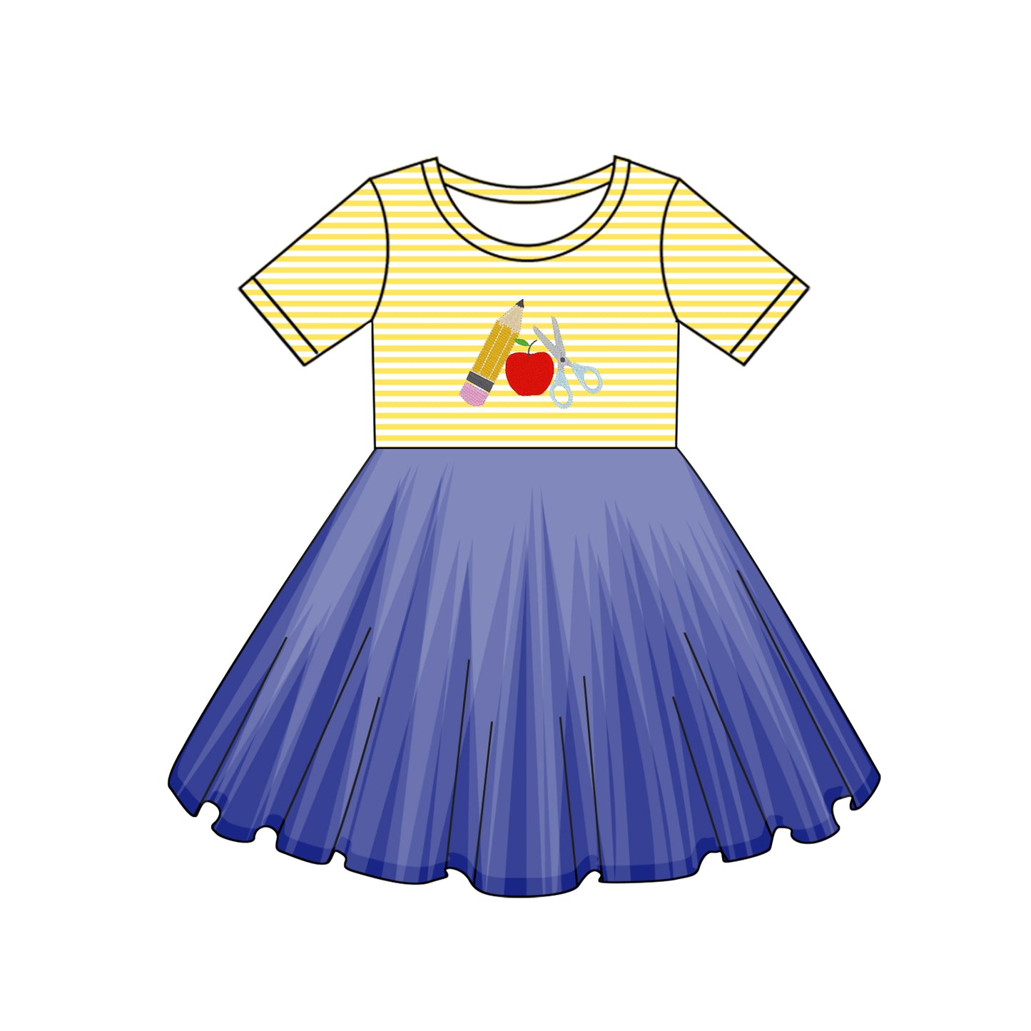 presale GSD2155 Baby Girls Pencil Back To School Apple Knee Length Tutu Dresses D 3.5