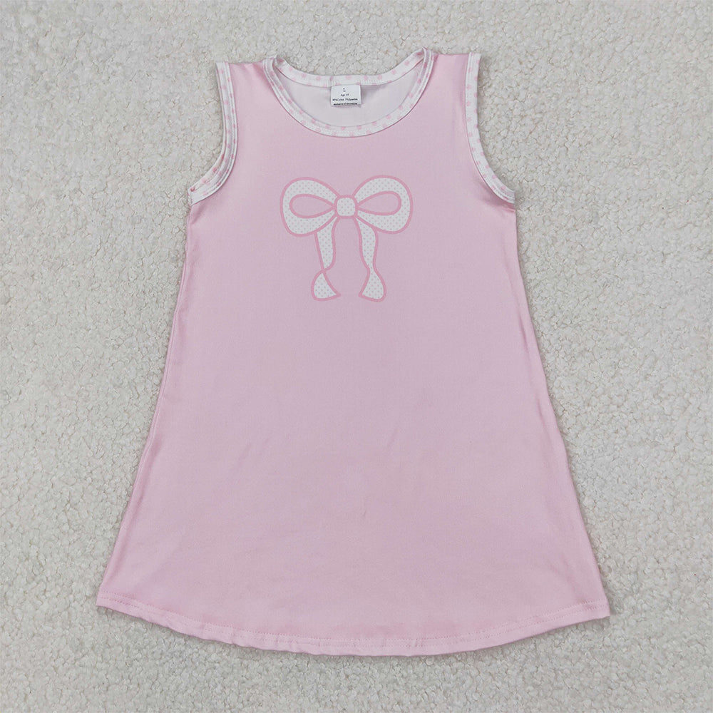 GSD2157 Baby Girls Pink sleeveless dress with checked bow pattern D 3.27