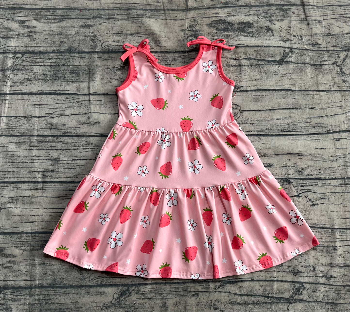 GSD2159 Baby Girls Strawberry Sleeveless Bows Knee Length Dresses D 4.21
