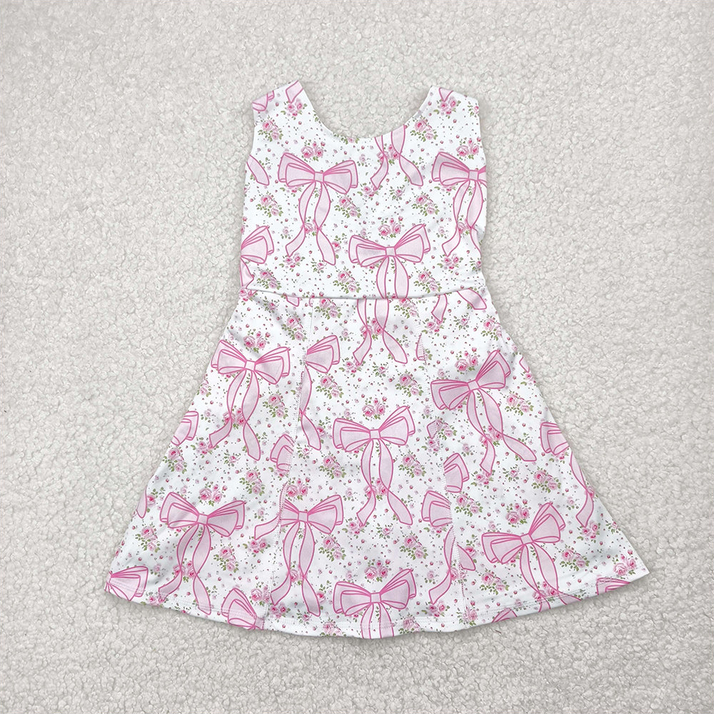 GSD2199 Baby Girls Pink Bows Yoga Skort Knee Length Dresses D 4.12