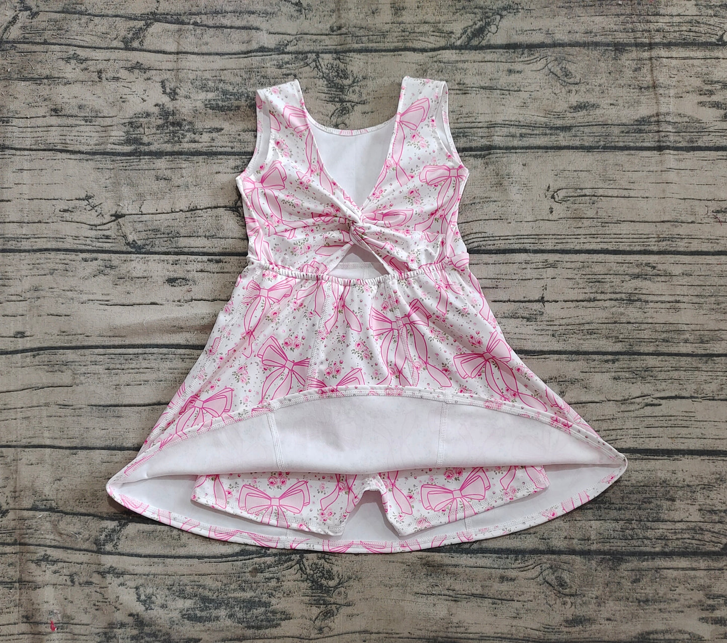 GSD2199 Baby Girls Pink Bows Yoga Skort Knee Length Dresses D 4.12
