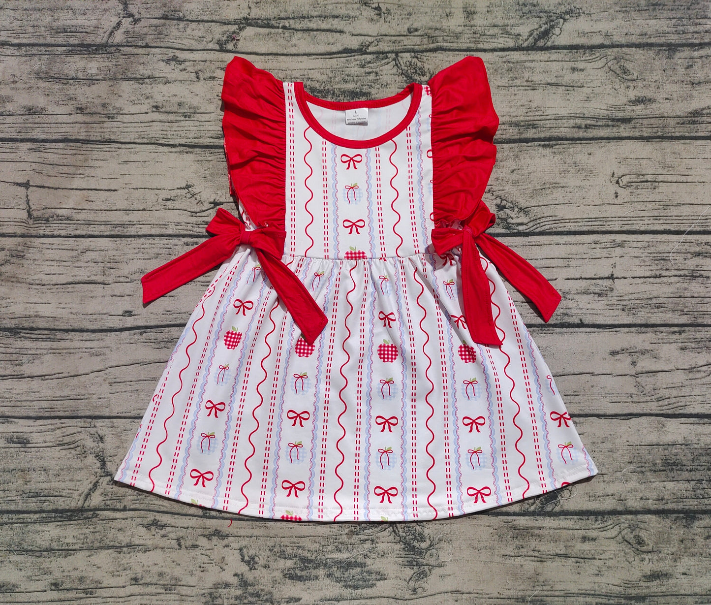 GSD2201 Baby Girls Red Ruffle Sleeveless Gifts Stripe Bows Top Knee Length Dresses D 3.31