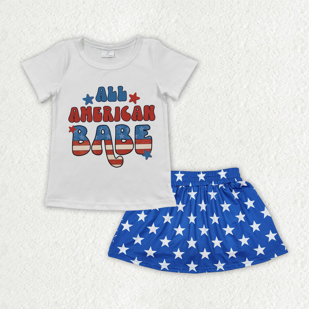 GSD2244 Baby Girls 4th of July American Babe Shirt Skorts Skirt Sets D 3.17