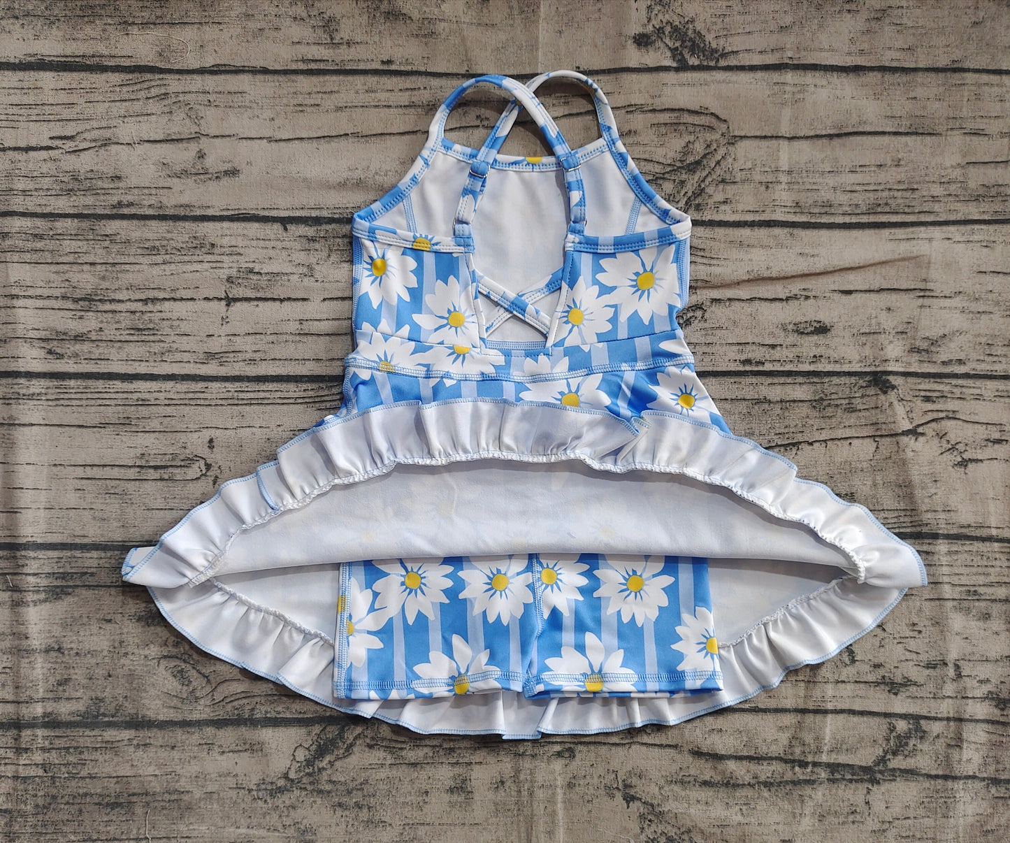 GSD2283 Floral Blue Striped Yoga Sleeveless Dress D 5.24