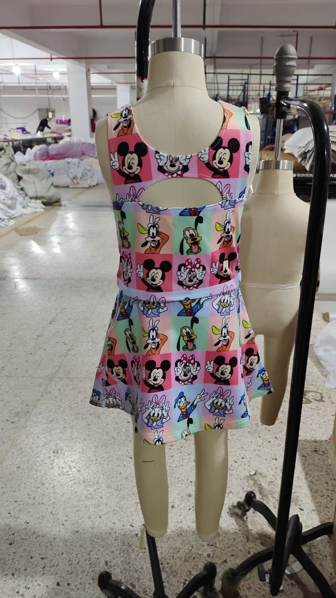 presale GSD2333 Baby Girls Sleeveless Cartoon Mouse Ducks Plaid Top Skort Yoga Set D 3.29