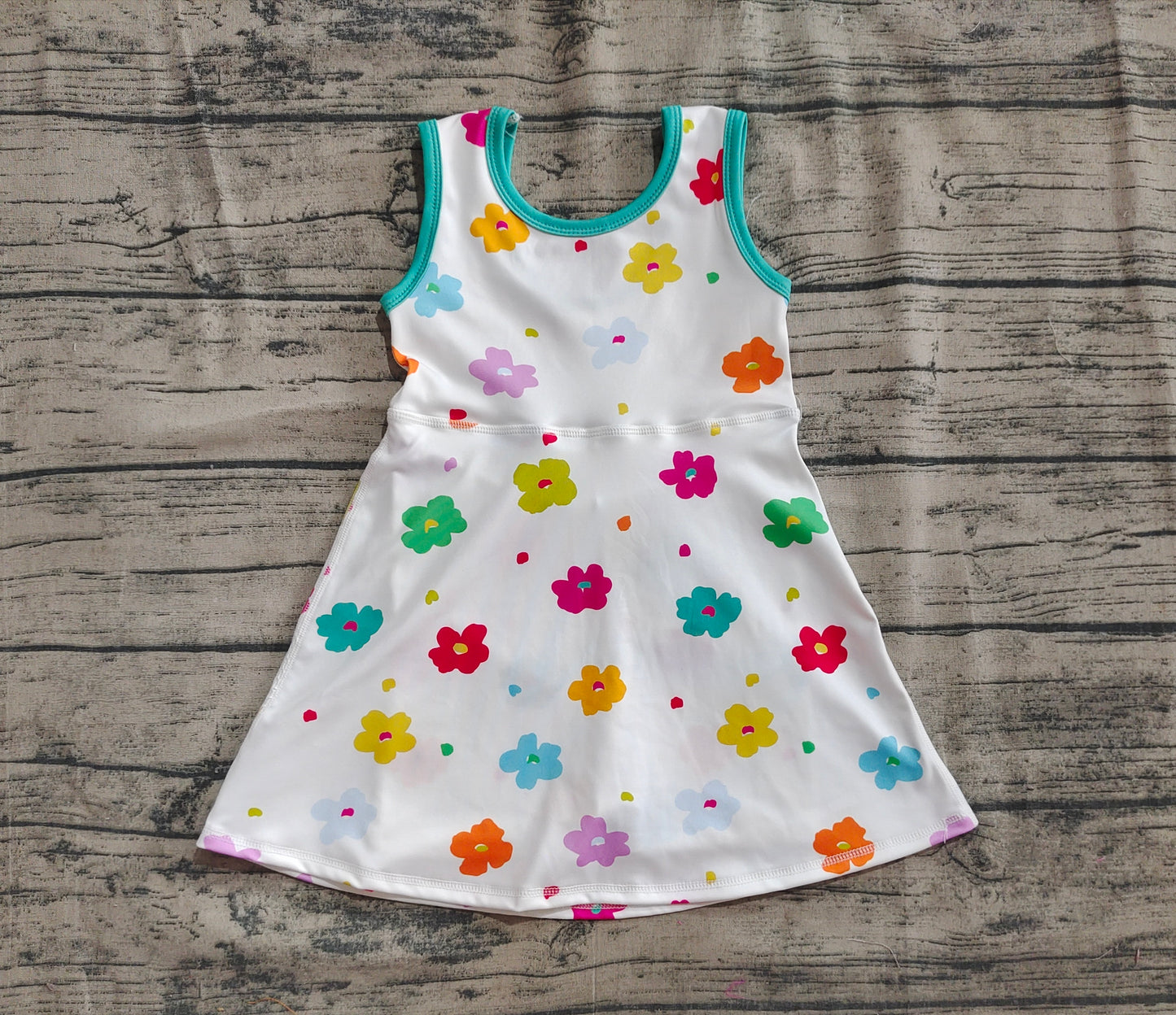 GSD2346 Baby Girls Sleeveless Colorful Flowers Yoga Knee Length Dresses D 5.22