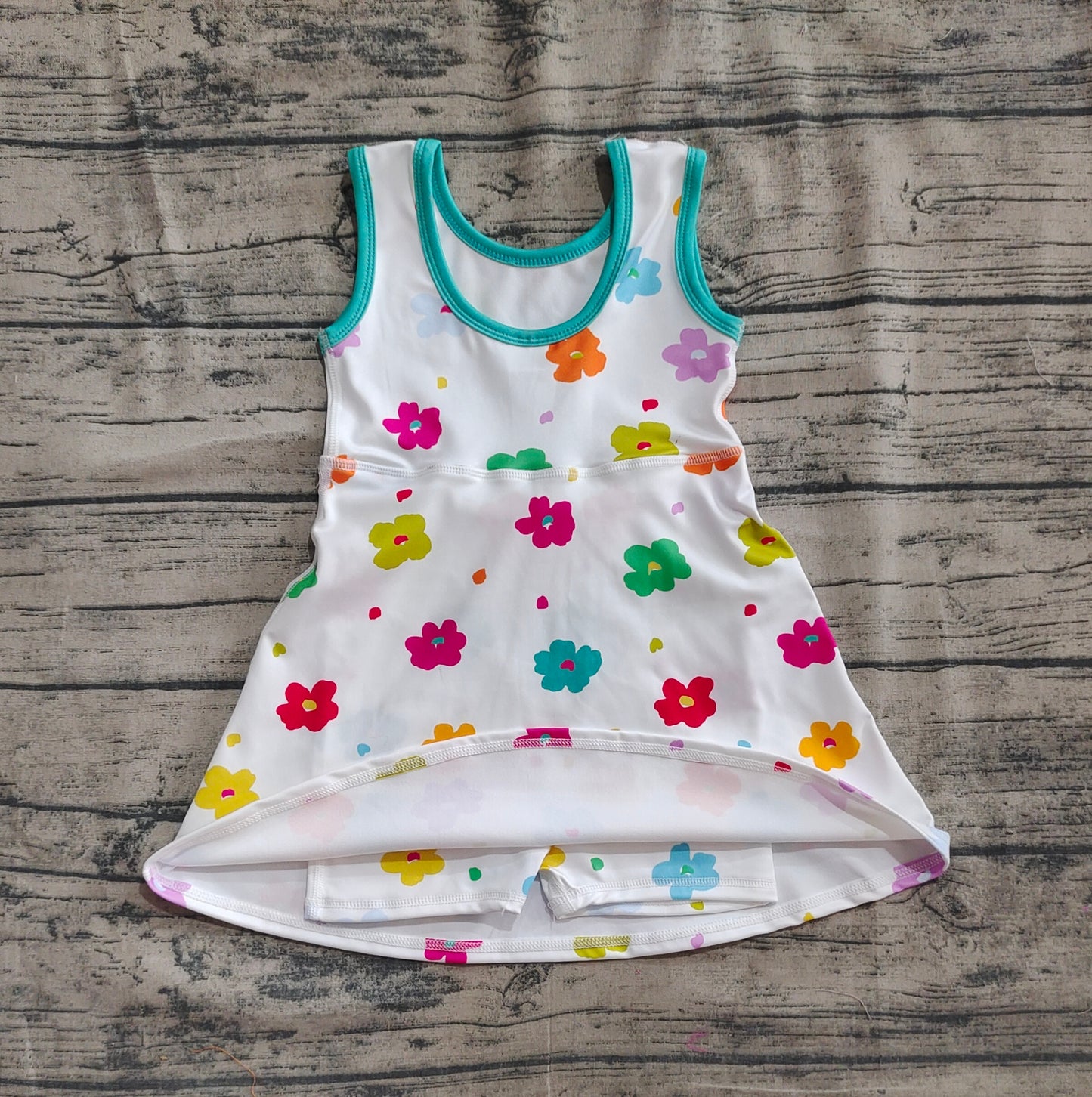 GSD2346 Baby Girls Sleeveless Colorful Flowers Yoga Knee Length Dresses D 5.22