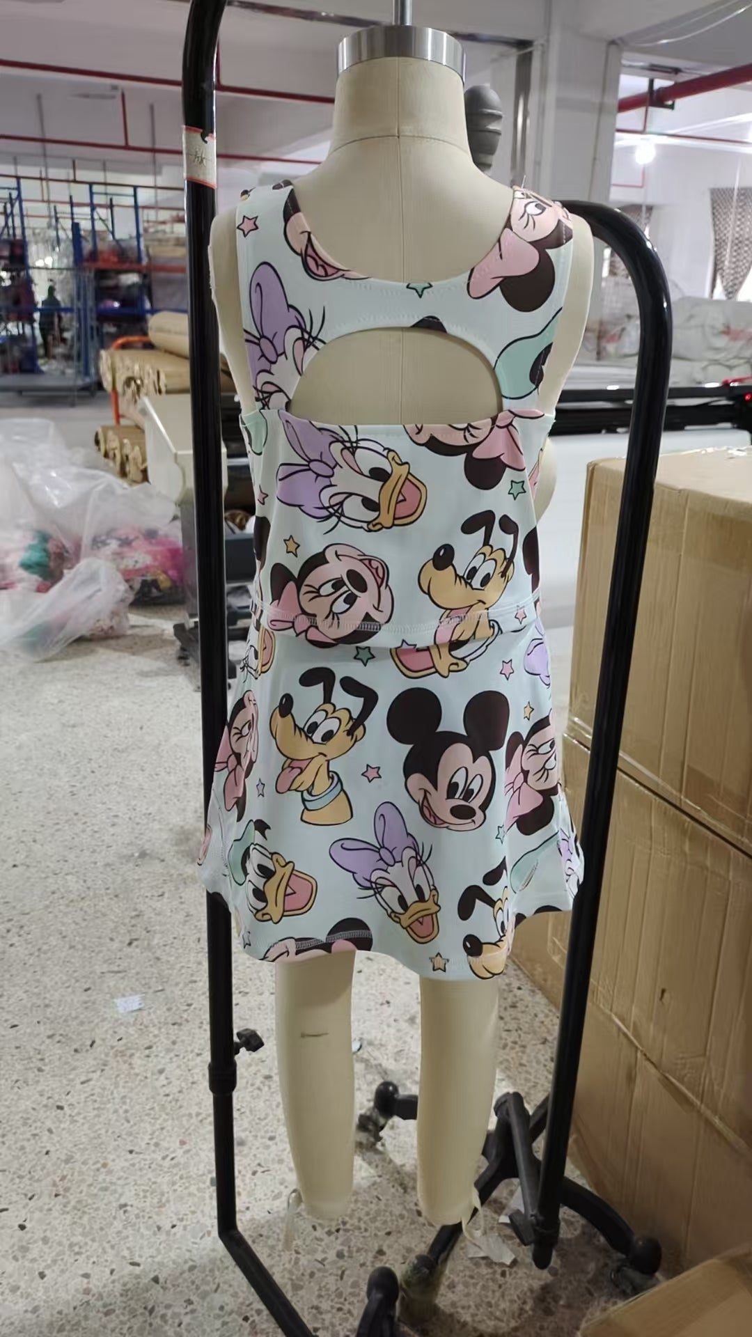 GSD2353 Cartoon Mouse Print Girls Summer Knee Length Shorts Yoga Dress D 4.28