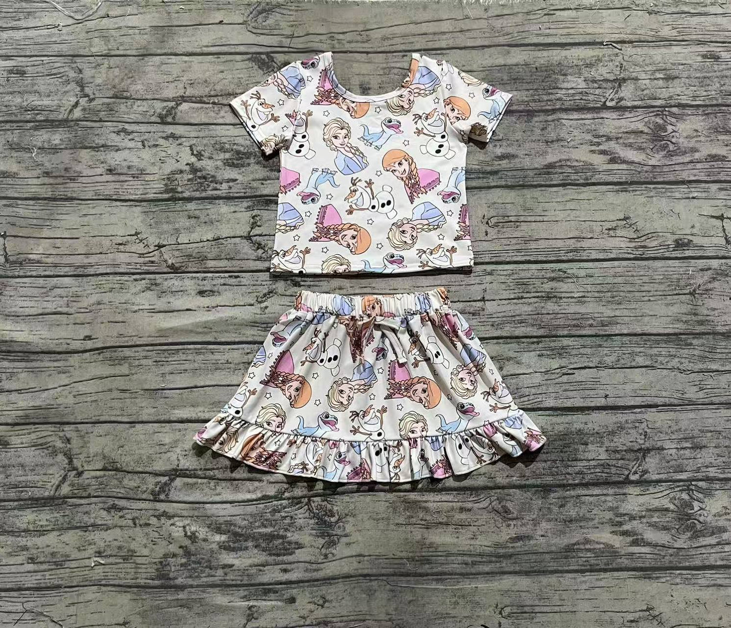 presale GSD2358 Baby Girls Cartoon Princess Top Skirts Sets D 4.1