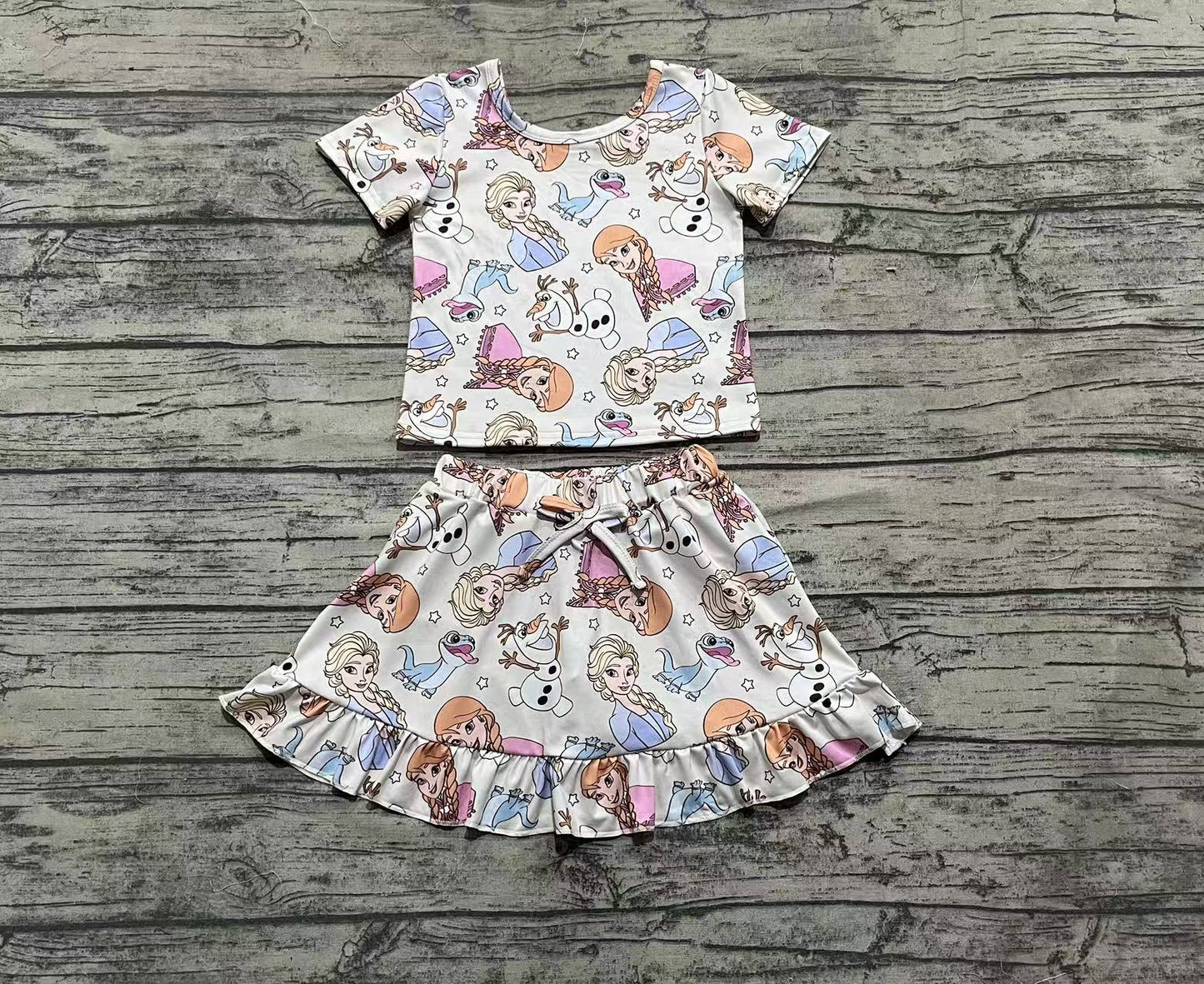 presale GSD2358 Baby Girls Cartoon Princess Top Skirts Sets D 4.1