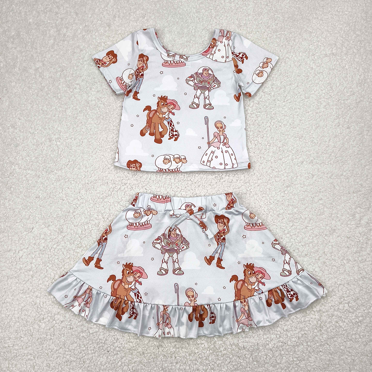 GSD2359 Baby Girls Cartoon Donkey Stars Top Skirts Sets D 4.10