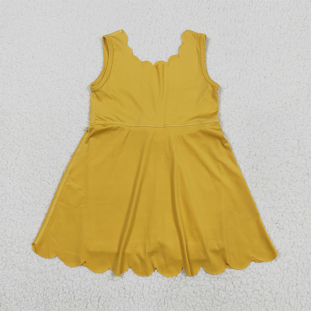 GSD2373 Baby Girls Yellow Sleeveless Yoga Active Knee Length Dresses D 6.2