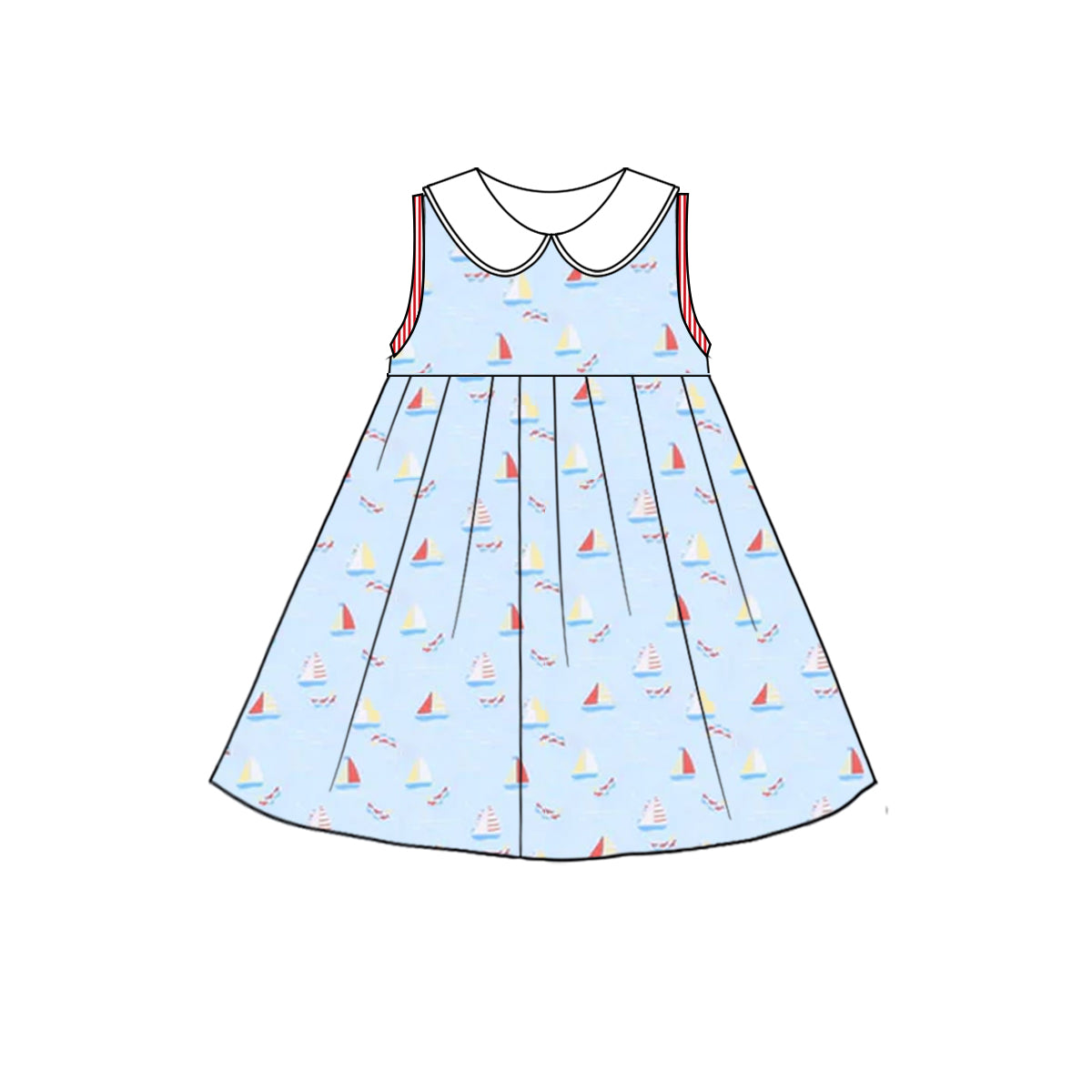 presale GSD2376 Baby Girls Sleeveless Boats Knee Length Dresses D 3.24