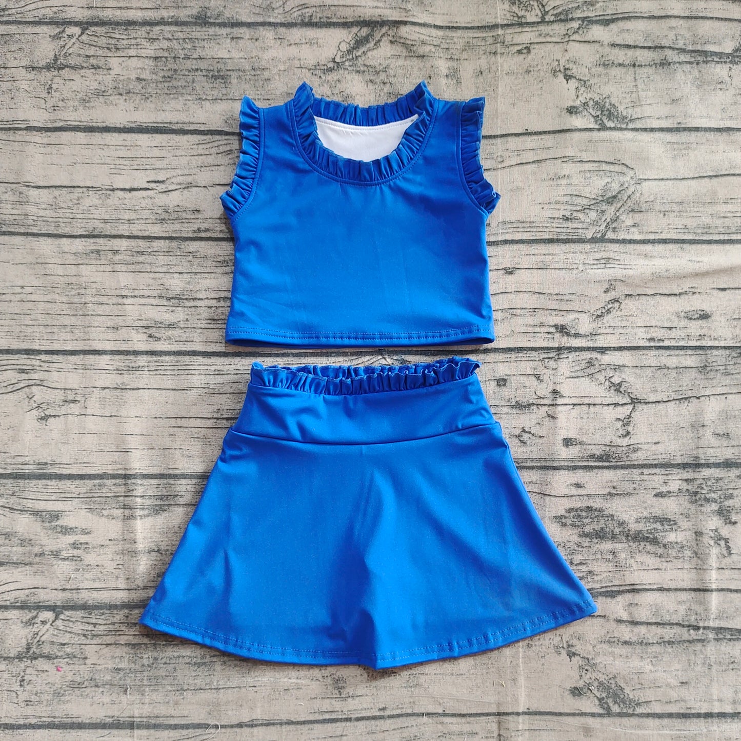 GSD2391 Baby Girls Hot Blue Sleeveless Top Skort Yoga Set D 4.9