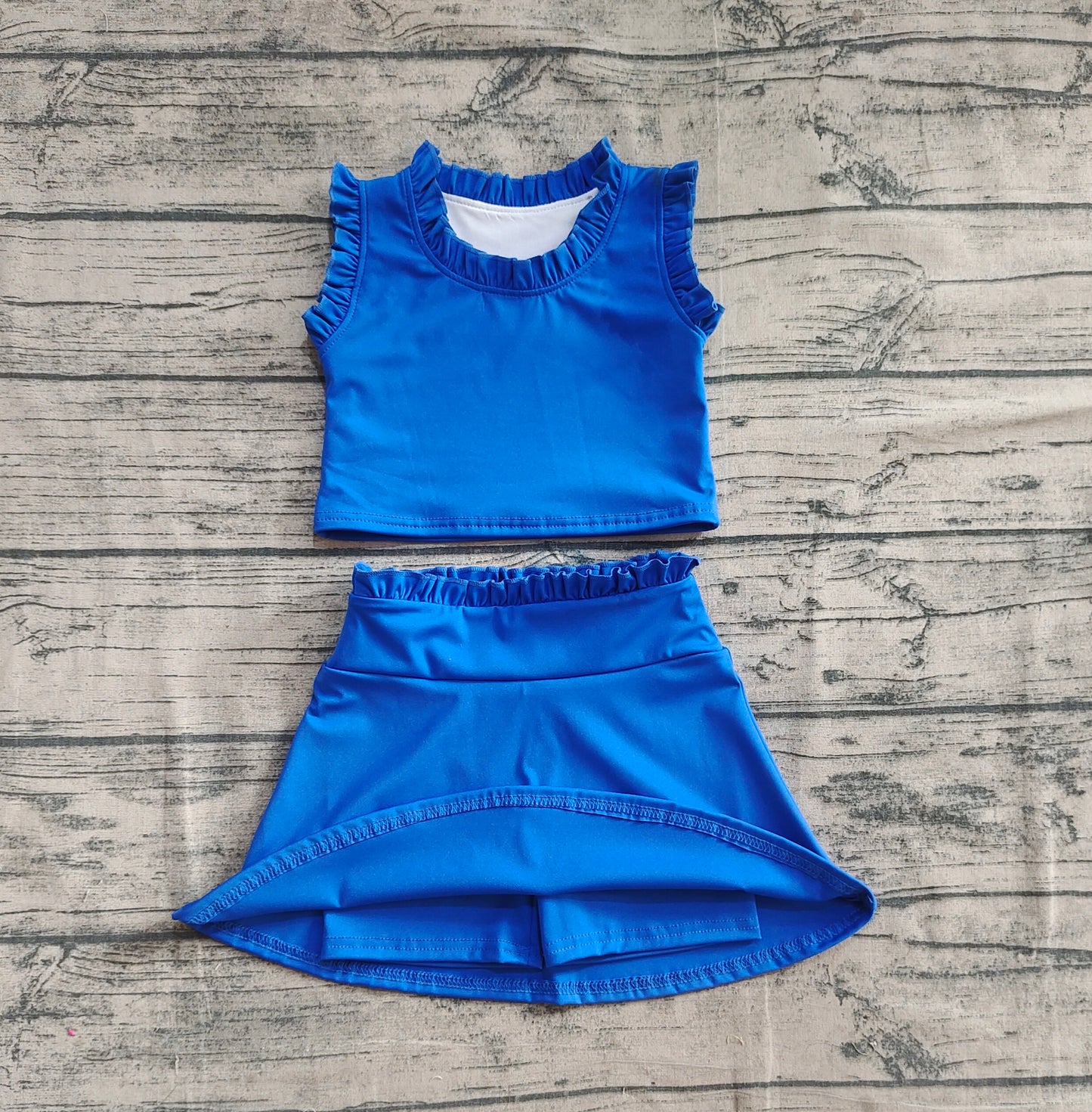 GSD2391 Baby Girls Hot Blue Sleeveless Top Skort Yoga Set D 4.9