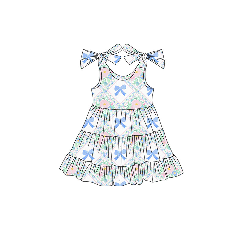 presale GSD2400 Baby Girls Blue Bow Pink Flower Dress D 3.29