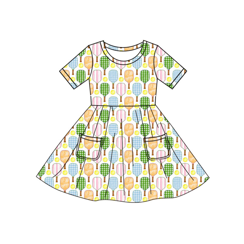 presale GSD2547 White short-sleeved dress with colorful racket pockets D 5.6