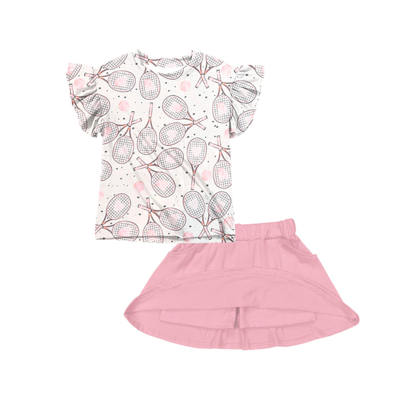 presale GSD2549 Baby Girls Tennis Ruffle Shirt Top Pink Skorts Skirt Sets D 5.6