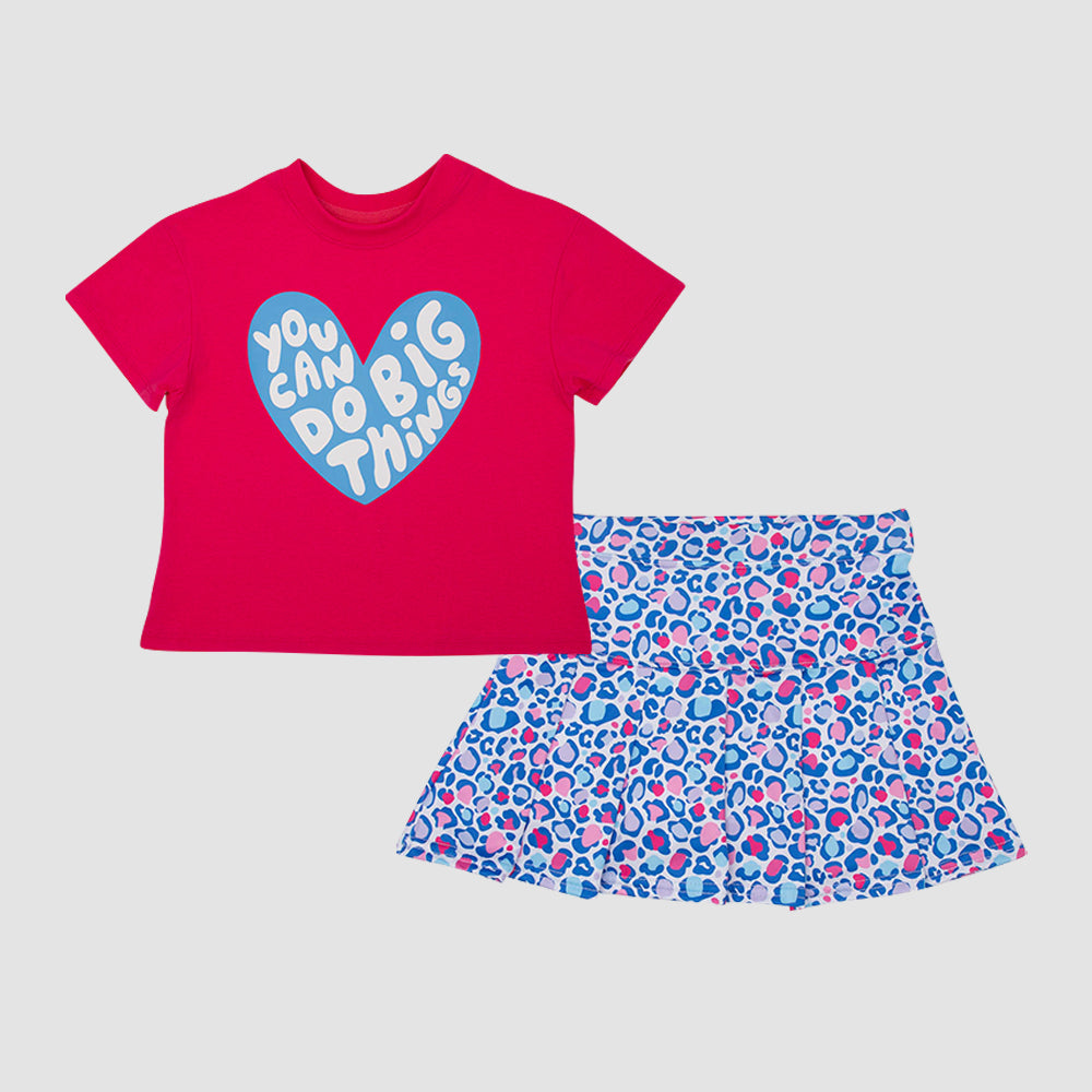 presale GSD2552 Baby Girls Red Hearts Top Leopard Skirt Sets D 5.6