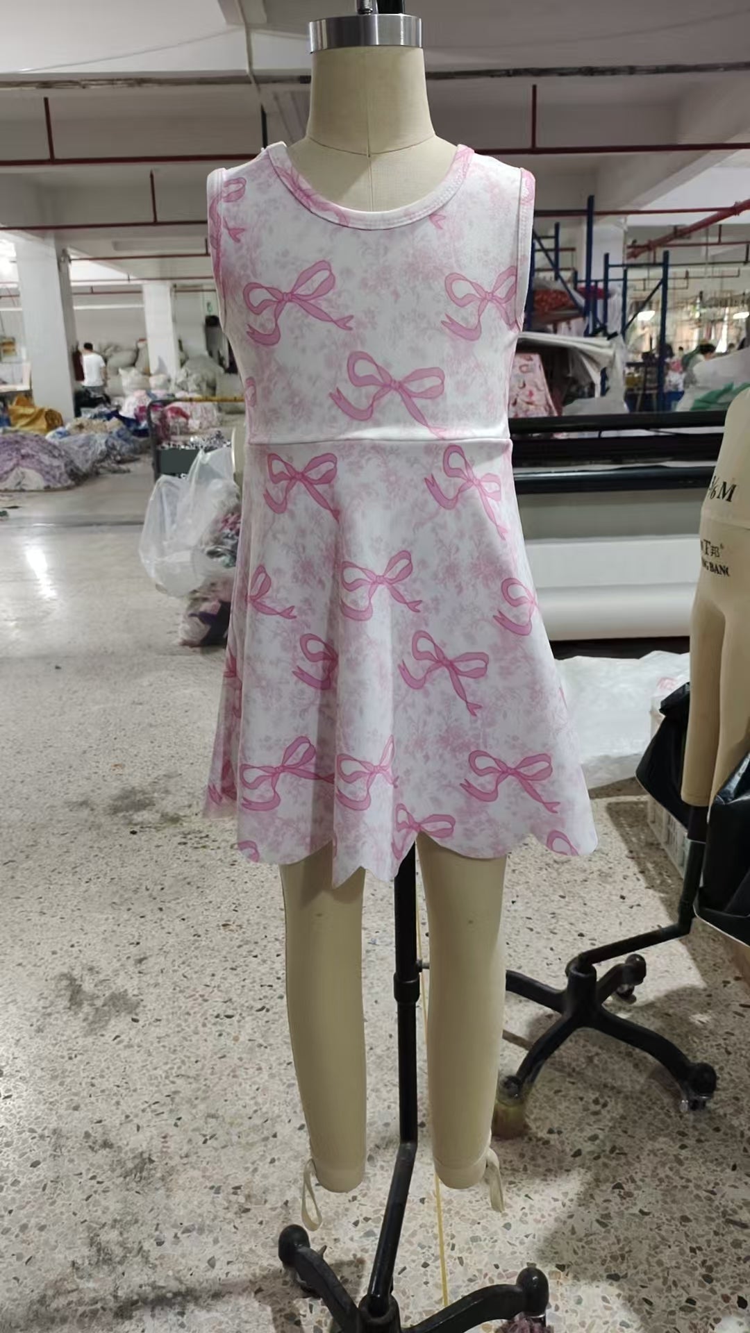 presale GSD2572 Baby Girls Pink Bows Floral Activity Wear Yoga Short Skort Knee Length Dresses D 5.8