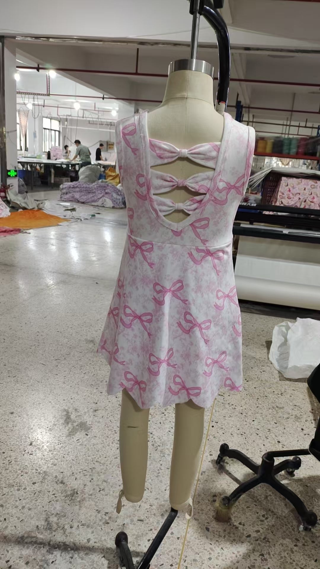 presale GSD2572 Baby Girls Pink Bows Floral Activity Wear Yoga Short Skort Knee Length Dresses D 5.8
