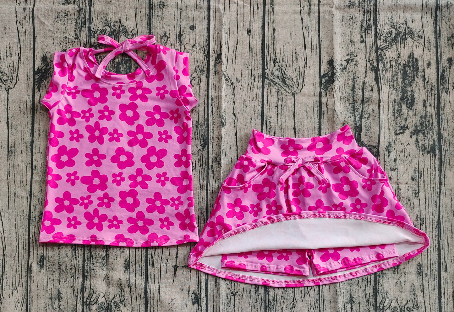 GSD2583 Sleeveless pink bow top skirt kids girls clothing D 5.16